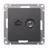 Розетка компьютерная + телевизионная 2-м AtlasDesign RJ45 кат.5E базальт SE ATN001489