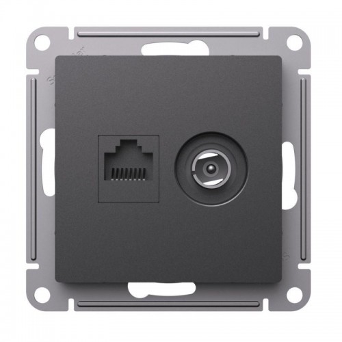 Розетка компьютерная + телевизионная 2-м AtlasDesign RJ45 кат.5E базальт SE ATN001489