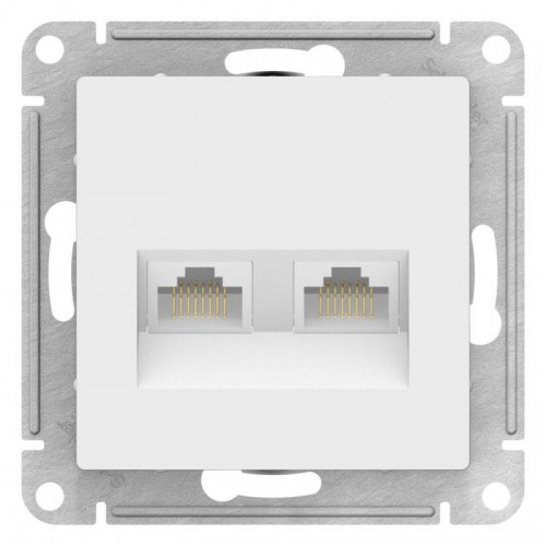 Розетка компьютерная 2-м AtlasDesign RJ45+RJ45 кат.5E механизм лотос SE ATN001385