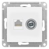Розетка компьютерная + телевизионная 2-м AtlasDesign RJ45 кат.5E лотос SE ATN001389
