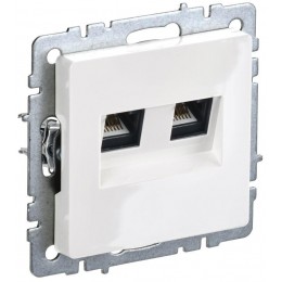 Розетка компьютерная двойная СП RJ45 кат.6 BRITE РК11-2-БрБ механизм бел. IEK BR-K20-2-K01