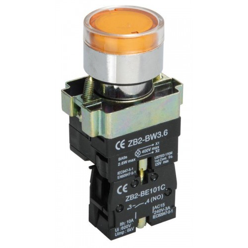 Кнопка LAY5-BW3561 1НО с подсветкой желт. IEK BBT50-BW-K05