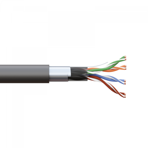 Кабель витая пара F/UTP кат.5E 4 пары solid внешн. LDPE черн. TERACOM EKF TRC-5EFTP-04PE-BK-OUT3