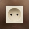 Розетка 1-м СП Etika 16А IP31 250В 2P без заземл. защ. шторки немецк. стандарт винтов. клеммы механизм сл. кость Leg 672334