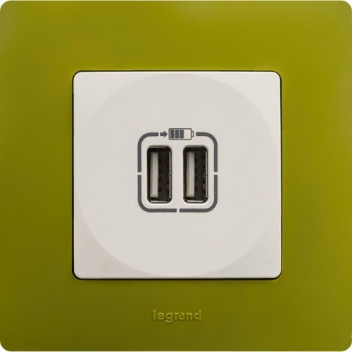 Розетка USB 2-м СП 2мод. Etika 240В/5В 2400мА механизм бел. Leg 672294
