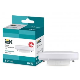 Лампа светодиодная 8Вт T75 таблетка 4000К нейтр. бел. GX53 230В IEK LLE-T80-8-230-40-GX53