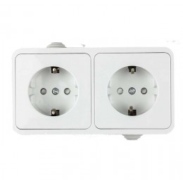 Розетка 2-м AQUA 3123 защ. шторки с заземл. п/герм бел. ASD / IN HOME 4690612003467