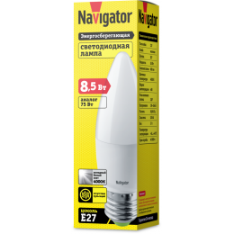 Лампа светодиодная 61 328 NLL-C37-8.5-230-4K-E27-FR 8.5Вт свеча матовая 4000К нейтр. бел. E27 680лм 176-264В Navigator 61328