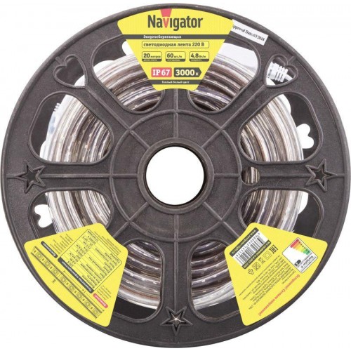 Лента светодиодная 14 512 NLS-3528WW60-4.8-IP67-220V (уп.20м) Navigator 14512