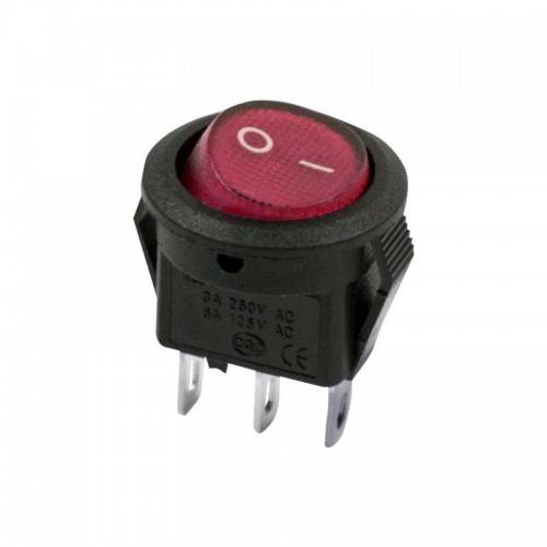 Выключатель клавишный круглый 250В 3А (2с) ON-OFF Micro RWB-105 SC-214 красн. Rexant 36-2511
