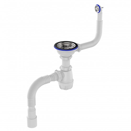 B0139 Сифон для мойки 3½"х40 с круглым переливом с гофротрубой 40х40-50