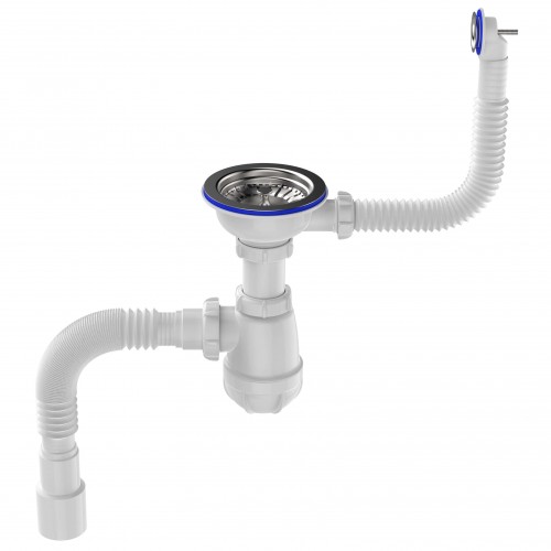 B0139 Сифон для мойки 3½"х40 с круглым переливом с гофротрубой 40х40-50