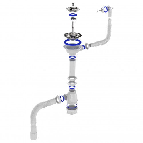 B0139 Сифон для мойки 3½"х40 с круглым переливом с гофротрубой 40х40-50