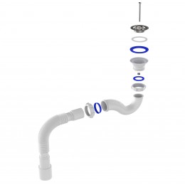 V145 Сифон для душевого поддона 1½"х40 прямоточный с гофротрубой 40х40-50 