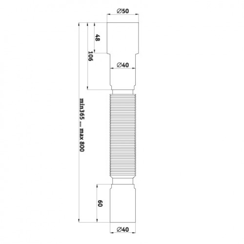 T003 Гибкая труба 40х40-50 (гофротруба) 345-715 мм.