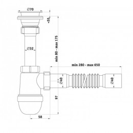 С0105/S0105 Сифон для умывальника 1½"х40