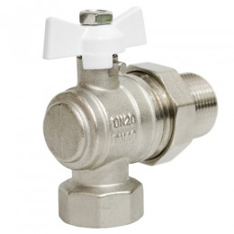 Кран шаровой STI накидная гайка с полусгоном бабочка угловой 20