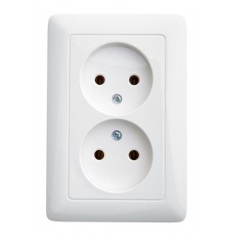 Розетка 2-м СП Хит 16А IP21 250В без заземл. без защ. шторок бел. SE RS16-235-B
