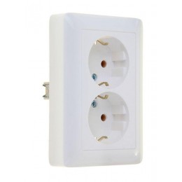 Розетка 2-м СП Хит 16А 250В с заземл. без защ. шторок бел. SE RS16-236-B