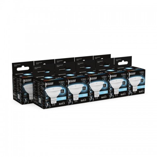 Лампа светодиодная Black 5Вт MR16 софит 4100К нейтр. бел. GU5.3 530лм DC 12В GAUSS 201505205