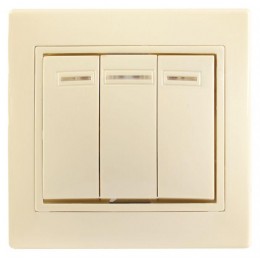 Выключатель 3-кл. СП Кварта 10А IP20 ВС10-3-1-ККм крем. IEK EVK31-K33-10-DM