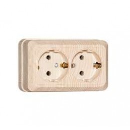 Розетка 2-м ОП Олимп 16А с заземл. сосна UNIVersal 5560865