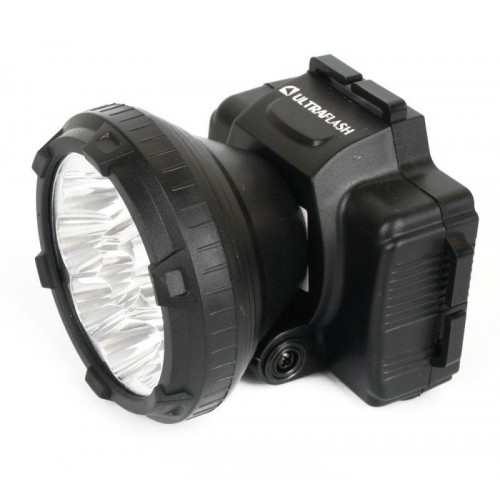 Фонарь аккумуляторный налобный LED5363 9LED 2 режима 220В пластик. черн. (бокс) Ultraflash 11257