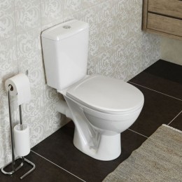 Унитаз-компакт Rosa Соло белый (арматура и сиденье, горизонт. выпуск)