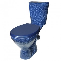 Унитаз-компакт Rosa Элегант синий кракелюр (арматура и сиденье, косой выпуск)