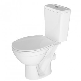 Унитаз-компакт Rosa Соло Люкс белый, микролифт (арматура и сиденье, горизонт. выпуск)