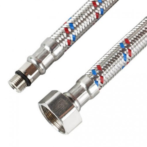 Гибкая подводка для смесителя (нерж. сталь) 1/2"хМ10 1,5м пара