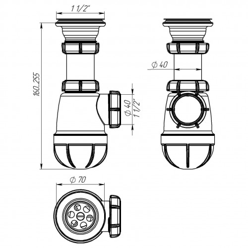 А0100/B0100 Сифон для раковины 1½"х40