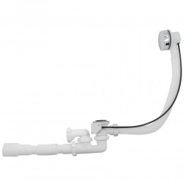 V312 Сифон для ванны 1½"х40 регулируемый с переливом полуавтоматом ручка хром с гофротрубой 40х40-50