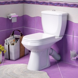 Унитаз-компакт ОК Элисса Стандарт белый (арматура, гофра и сиденье, косой выпуск)