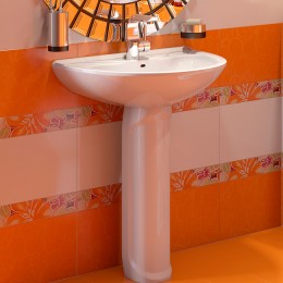 Умывальник ОК Престиж 55 Стандарт белый (с переливом и пьедесталом)