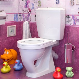 Унитаз-компакт ОК Детский Стандарт белый (арматура, гофра и сиденье, косой выпуск)