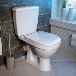 Унитаз-компакт ОК Суперкомпакт Стандарт белый (арматура, гофра и сиденье, косой выпуск)