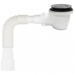 V455 Сифон для душевого поддона 1½" хром D50мм клик-клак металл, высота 65мм с гофротрубой 40х40-50