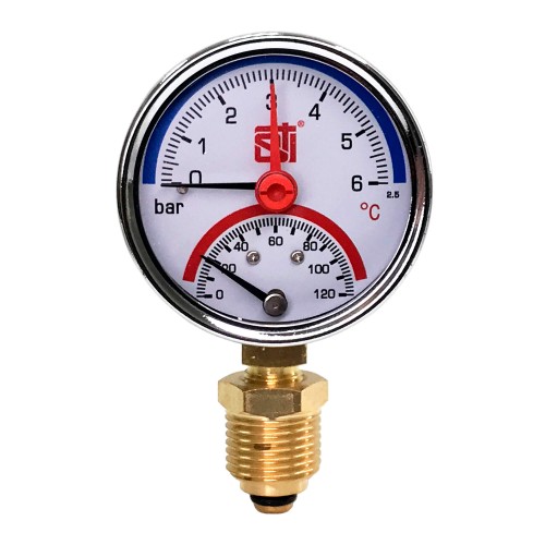 Термоманометр радиальный STI ∅63 120°C 6 bar УП (G½")