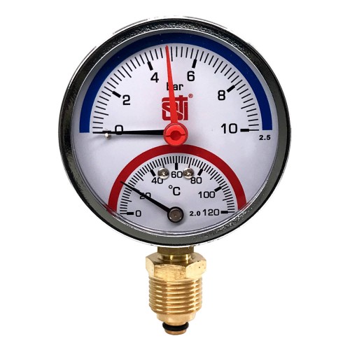 Термоманометр радиальный STI ∅80 120°C 10 bar УП (G½")