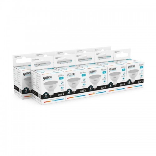 Лампа светодиодная Elementary 7Вт MR16 софит 4100К нейтр. бел. GU5.3 550лм GAUSS 13527