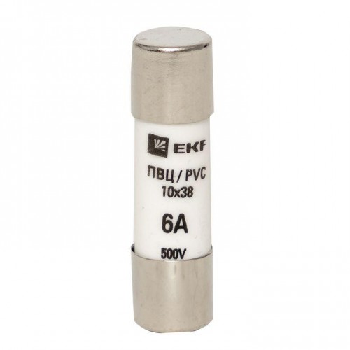 Вставка плавкая цилиндрическая ПВЦ 10х38 6А EKF pvc-10x38-6