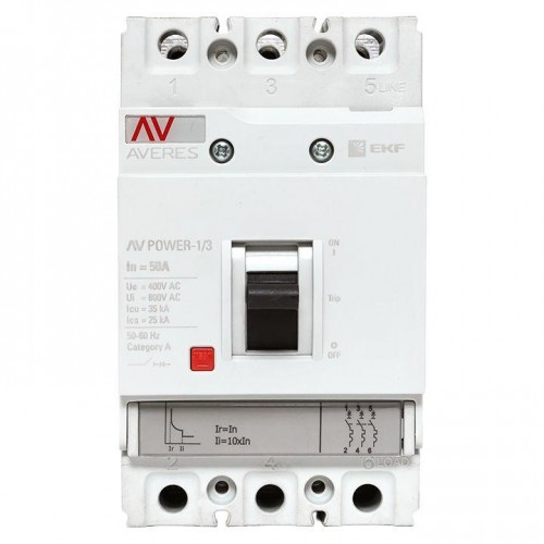 Выключатель автоматический 3п 50А 35кА AV POWER-1/3 TR AVERES EKF mccb-13-50-TR-av