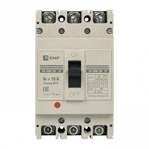 Выключатель автоматический 3п 100/16А 35кА ВА-99М PROxima EKF mccb99-100-16m