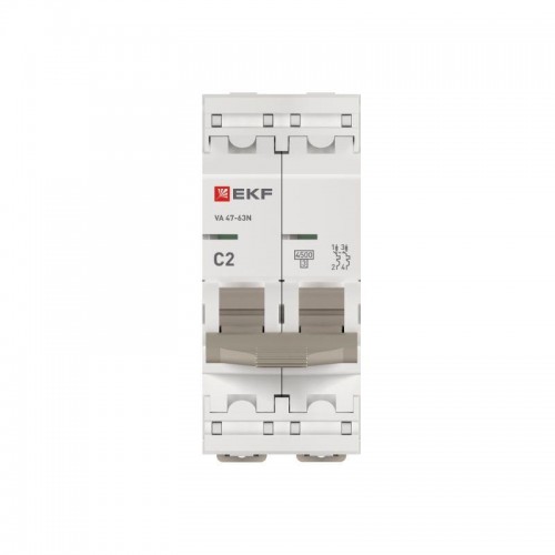 Выключатель автоматический 2п C 2А 4.5кА ВА 47-63N PROxima EKF M634202C