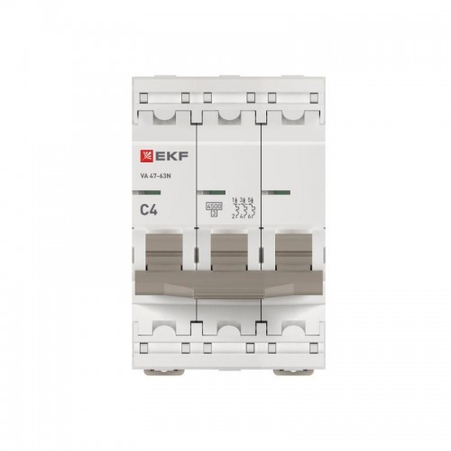 Выключатель автоматический 3п C 4А 4.5кА ВА 47-63N PROxima EKF M634304C