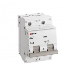 Выключатель автоматический модульный 2п C 63А 10кА ВА 47-100 PROxima EKF mcb47100-2-63C-pro