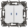 Выключатель 2-кл. СП Elegance 14-1105-01 10А IP20 250В 10AX с подсветкой механизм бел. Эра Б0034237