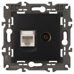 Розетка компьютерная + телевизионная 2-м Elegance 14-3110-05 RJ45 + TV IP20 механизм антрацит Эра Б0034318