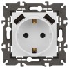 Розетка 16А 250В 2P+E с 2хUSB 5В-3А защ. шторки Elegance бел. 14-4109-01 ЭРА Б0047867